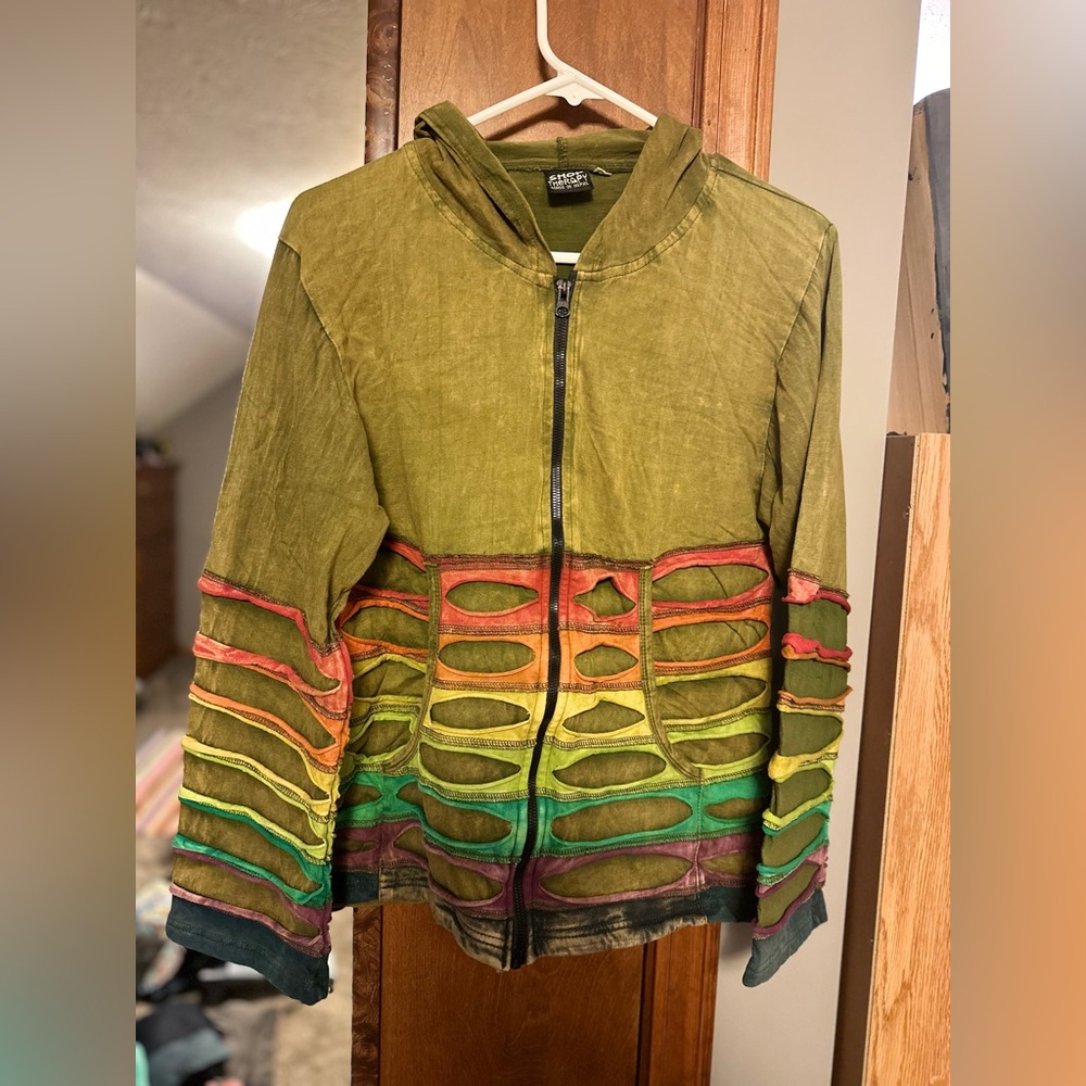 New zip up rainbow hoodie